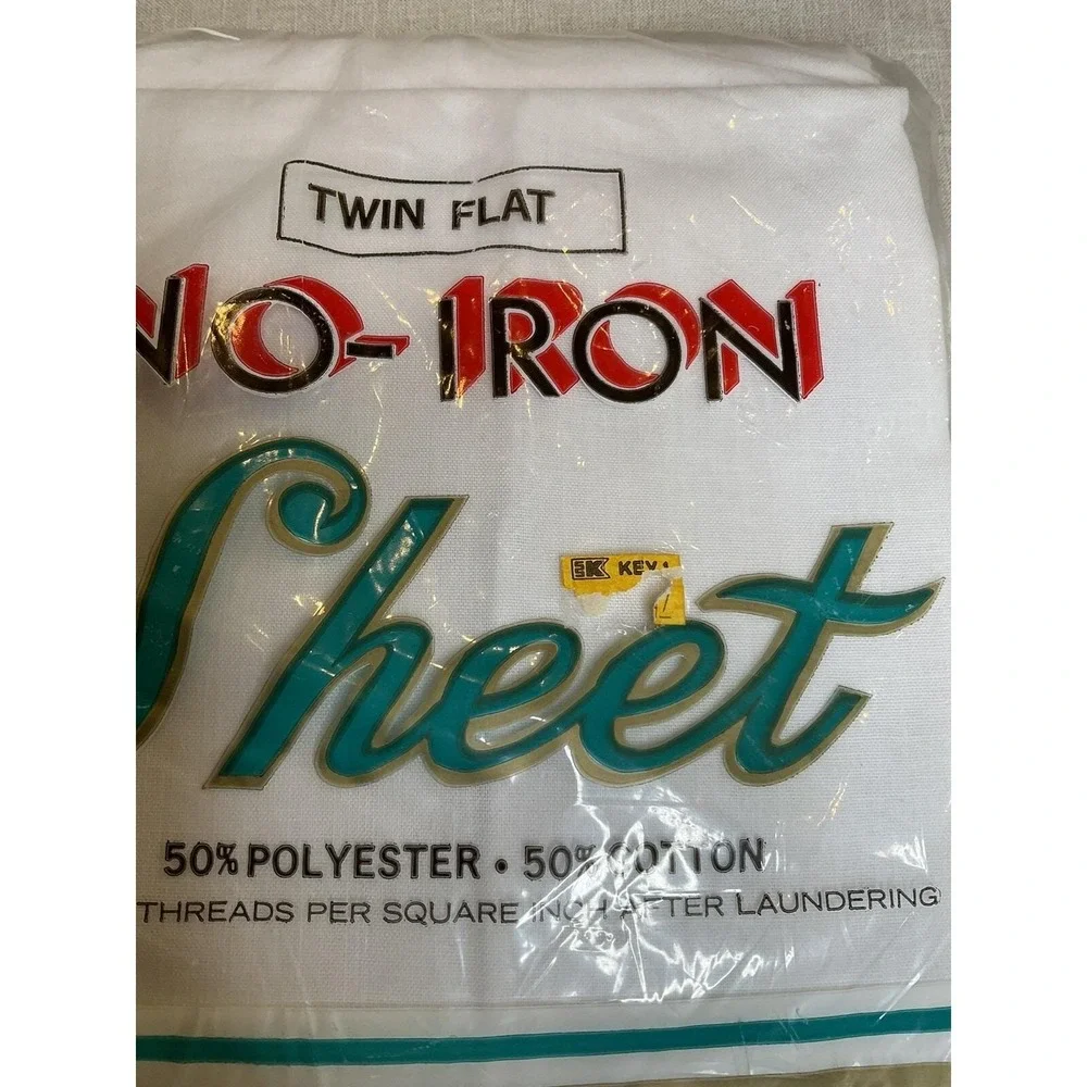 New Vintage Kmart Twin Flat Sheet White No‎ Iron Retro Mod USA Permanent Press